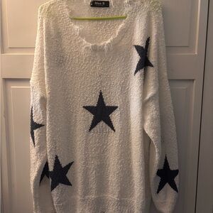 Blue B Cream Star Crewneck Sweater